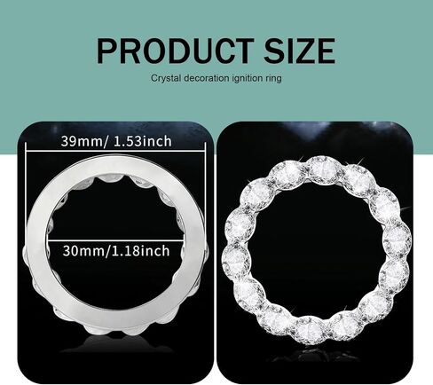 1 PC Crystal Push to Start Button Cover, Sparkling Car Engine Start Button Cover, Luxury Anti-Scratch Start Stop Button Cover, Universal Bling car Accessories for Women (Black) in Kuwait