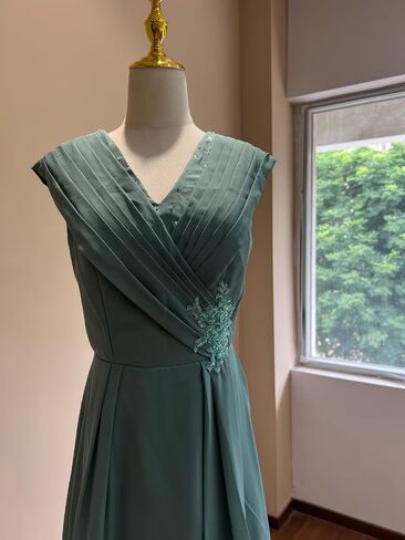 Chiffon Mother of The Bride Dresses Tea Length Lace Appliques A Line Formal Dress MAOF030 in Saudi Arabia