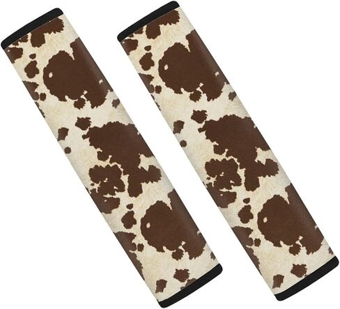 FUSURIRE Brown Cow Print Car Seat Belt Cover 2 Pack Animal Print Seatbelt Pads Universal Seatbelt Shoulder Strap Pad for Car Van Truck in Saudi Arabia