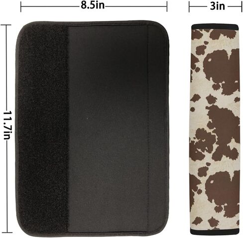 FUSURIRE Brown Cow Print Car Seat Belt Cover 2 Pack Animal Print Seatbelt Pads Universal Seatbelt Shoulder Strap Pad for Car Van Truck in Saudi Arabia