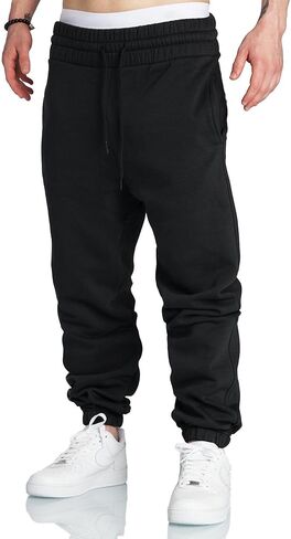 A WATERWANG Men's Sweatpants Casual Cotton Tapered Joggers Athletic Sweat Pants for Men Workout Running with Pockets in Kuwait