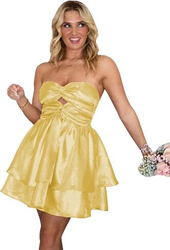 Strapless Tulle Homecoming Dresses Sweetheart Cut-Out Short Prom Dress Tiered A-line HOCO Gowns for Teens in Saudi Arabia