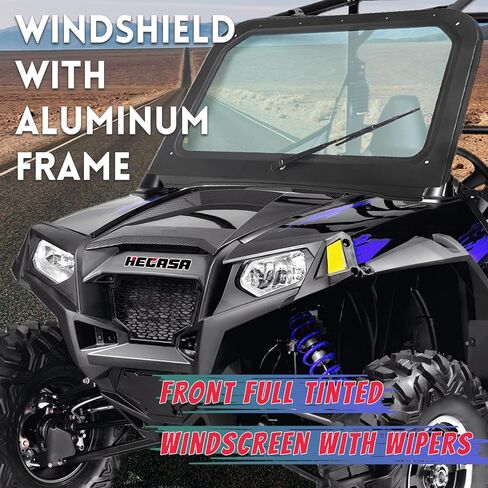 Hecasa الزجاج الأمامي مع إطار الألومنيوم متوافق مع 2008-2014 Polaris RZR 570 ، 800 ، XP900 الأمامية الزجاج الأمامي الكامل ملون مع المساحات in Saudi Arabia