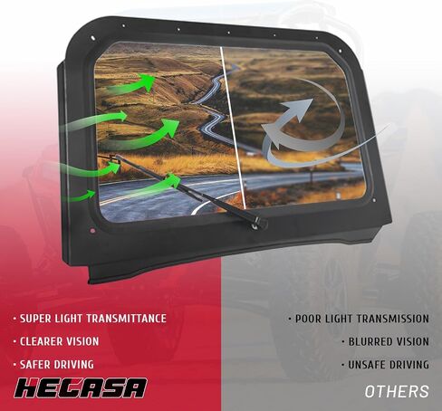 Hecasa الزجاج الأمامي مع إطار الألومنيوم متوافق مع 2008-2014 Polaris RZR 570 ، 800 ، XP900 الأمامية الزجاج الأمامي الكامل ملون مع المساحات in Saudi Arabia
