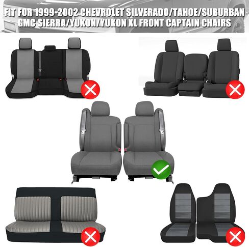 SAPUBK Front Seat Covers Replace for 1999-2002 Chevy Silverado/Suburban/Tahoe and GMC Sierra/Yukon Captain Chairs, Premium Neoprene with Composite Soft Foam Lining Breathable Seat Cover in Saudi Arabia