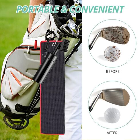 VINTEAM Golf Accessories Gift Set, Golf Towel, Golf Club Brush with Groove Cleaner, Foldable Divot Repair Tool with Ball Marker, Club Groove Cleaner Set and Golf Tee Holder - Golf Club Cleaning Kit in Saudi Arabia