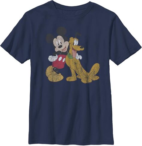 Disney Characters Mickey and Pluto Boy's Heather Crew Tee in Saudi Arabia