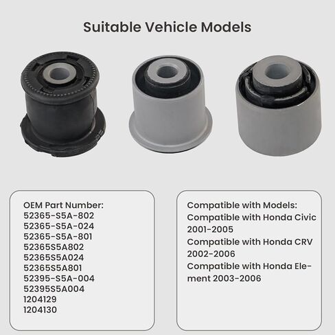 جلبة مفصل الذراع السفلية الخلفية ل Honda Civic 2001-2005 ، CRV 2002-2006 ، Element 2003-2006 استبدال 52365-S5A-802 (6pcs) in Kuwait