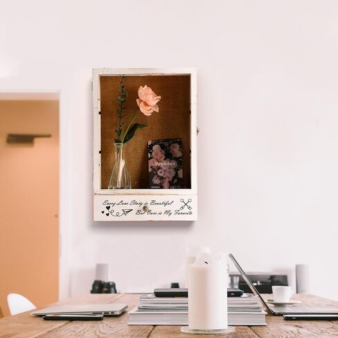 Large Shadow Box Frame 11x16 , 3.5" Deep Shadow Box with Drawers and Removable Shelves, Rustic White Color Wood Picture Display Frame Memory Box for Tickets Wedding Bouquet for Wall or Tabletop in Kuwait