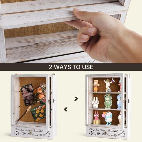 Large Shadow Box Frame 11x16 , 3.5" Deep Shadow Box with Drawers and Removable Shelves, Rustic White Color Wood Picture Display Frame Memory Box for Tickets Wedding Bouquet for Wall or Tabletop in Kuwait