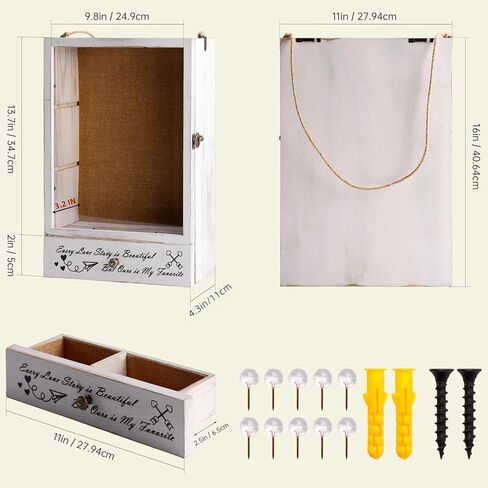 Large Shadow Box Frame 11x16 , 3.5" Deep Shadow Box with Drawers and Removable Shelves, Rustic White Color Wood Picture Display Frame Memory Box for Tickets Wedding Bouquet for Wall or Tabletop in Kuwait