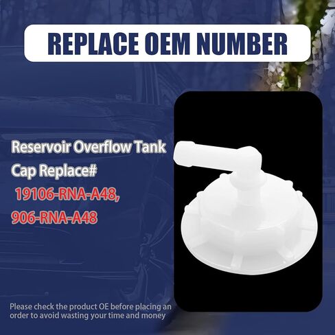 Radiator Coolant Reservoir Overflow Tank Cap with Joint, Compatible with Honda Acura Accord Civic Pilot Insight Element, Replaces 19106-RNA-A48 in Saudi Arabia
