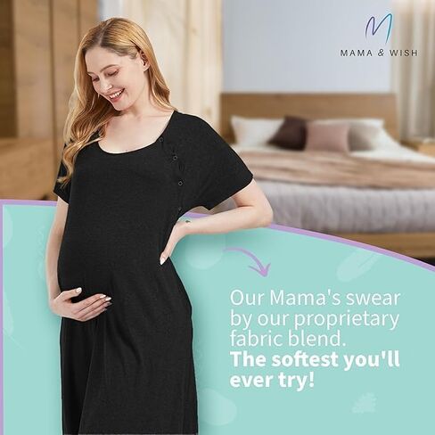 Mama & Wish Labor and Delivery Gown 3 in 1 Labor, Delivery and Nursing Gown for Hospital Made with Ultra-Soft Fabric for Ultimate Comfort! Gray (Medium) in Kuwait