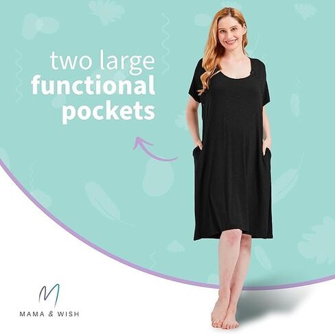 Mama & Wish Labor and Delivery Gown 3 in 1 Labor, Delivery and Nursing Gown for Hospital Made with Ultra-Soft Fabric for Ultimate Comfort! Gray (Medium) in Kuwait