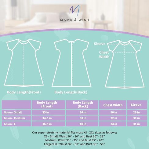 Mama & Wish Labor and Delivery Gown 3 in 1 Labor, Delivery and Nursing Gown for Hospital Made with Ultra-Soft Fabric for Ultimate Comfort! Gray (Medium) in Kuwait