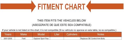 مجموعة المحاذاة الأمامية/مجموعة CAMBER FITS 2001-2005 FORD Explorer Sport Trac in Kuwait