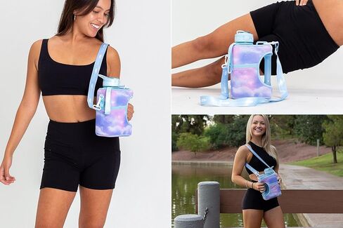 H2O Capsule Half Gallon Cube Square Water Bottle - 2.2L Water Bottle with Strap, Storage Sleeve, Straw and Chug Lid – BPA Free Reusable Sports Water Jug with Handle, (68 Ounce), (Jet Black) in Kuwait