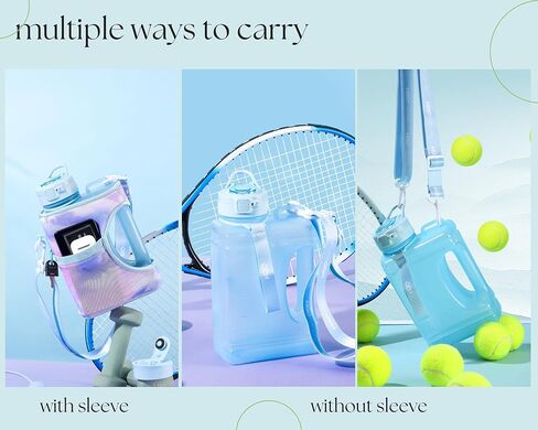 H2O Capsule Half Gallon Cube Square Water Bottle - 2.2L Water Bottle with Strap, Storage Sleeve, Straw and Chug Lid – BPA Free Reusable Sports Water Jug with Handle, (68 Ounce), (Jet Black) in Kuwait