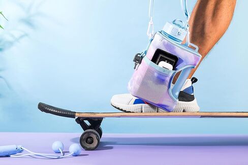 H2O Capsule Half Gallon Cube Square Water Bottle - 2.2L Water Bottle with Strap, Storage Sleeve, Straw and Chug Lid – BPA Free Reusable Sports Water Jug with Handle, (68 Ounce), (Jet Black) in Kuwait