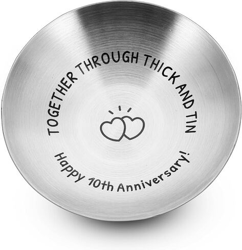Fleure Esme 10th Anniversary Tin Gifts for Her Him 10 Year Wedding Tin Gifts for Husband Wife Romantic Keepsake for Couple Wife Husband for 10 Year Wedding Anniversary Present Jewelry Tray Ring Dish in Saudi Arabia