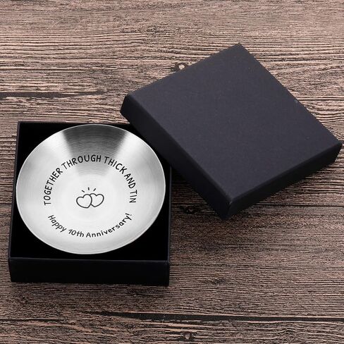 Fleure Esme 10th Anniversary Tin Gifts for Her Him 10 Year Wedding Tin Gifts for Husband Wife Romantic Keepsake for Couple Wife Husband for 10 Year Wedding Anniversary Present Jewelry Tray Ring Dish in Saudi Arabia