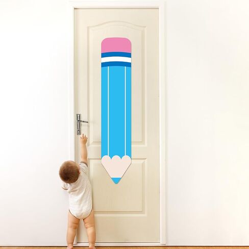 2 Pcs Pencil Classroom Door Window Cover Pencil Shaped Door Curtain Blackout Glass Window Covering Blue Darkening Blackout Roller Shades for Nursery Office Room Porch Classroom Decor in Saudi Arabia