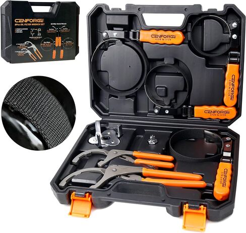8PC Oil Filter Wrench Set with Swivel Oil Filter Wrenches Cover 2-3/4" to 5-1/4", 9" & 12" Adjustable Oil Filter Pliers, Universal 3-Jaw Oil Filter Removal Tool with 1/2" to 3/8" Adapter in Kuwait