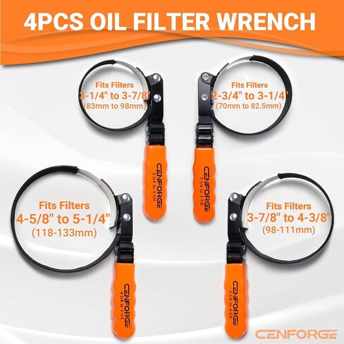 8PC Oil Filter Wrench Set with Swivel Oil Filter Wrenches Cover 2-3/4" to 5-1/4", 9" & 12" Adjustable Oil Filter Pliers, Universal 3-Jaw Oil Filter Removal Tool with 1/2" to 3/8" Adapter in Kuwait
