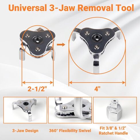 8PC Oil Filter Wrench Set with Swivel Oil Filter Wrenches Cover 2-3/4" to 5-1/4", 9" & 12" Adjustable Oil Filter Pliers, Universal 3-Jaw Oil Filter Removal Tool with 1/2" to 3/8" Adapter in Kuwait