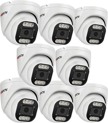 كاميرا قبة صوتية 4K بدقة 8 ميجابكسل (2160 بكسل) ذكية مزدوجة الضوء PoE Turret AI للكشف عن الإنسان 2.8 مم 106 درجة عدسة زاوية واسعة لون رؤية ليلية ميكروفون مدمج IP67 مقاوم للماء متوافق مع Hikvision Dahua NVR in Kuwait