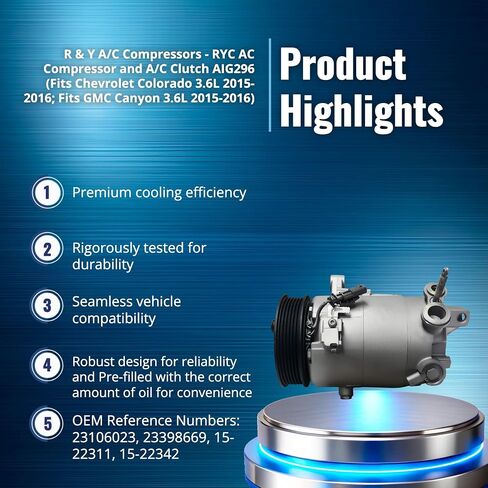 RYC AC ضاغط و A/C CLUCT AIG296 (يناسب شيفروليه كولورادو 3.6L 2015-2016 ؛ يناسب GMC Canyon 3.6L 2015-2016) in Saudi Arabia