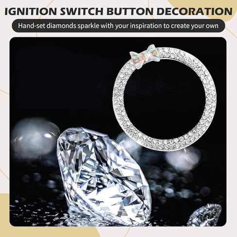 Ignition Switch Button Decorative Ring, Bling Bow Design Metal One-Point Start Switch Ring, Universal for Most Cars (Multicolored) in Kuwait
