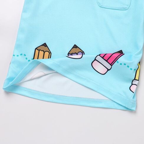 Odasdo Boys يعودون إلى قميص T-Shirt Tops Apple Pencil Printed Button Up Short Sleeve Tee Tee Summer Outfit in Saudi Arabia