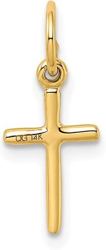 شؤون المجوهرات 14K الذهب الأصفر قلادة سحر صليب صغير ، 8x18mm in Kuwait