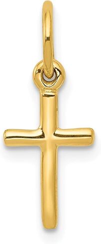 Jewelry Affairs 14K Yellow Gold Small Cross Charm Pendant, 8x18mm in Saudi Arabia