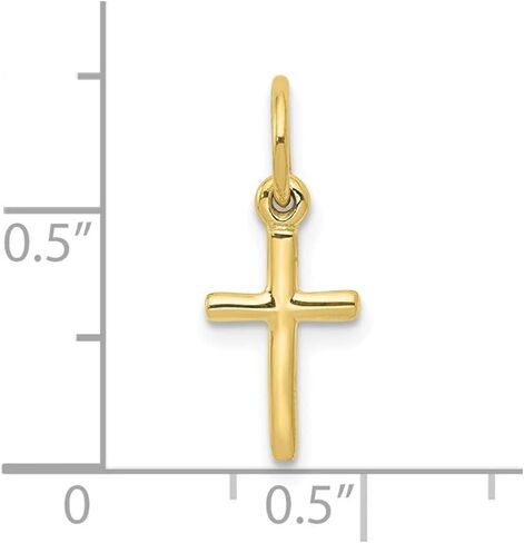 Jewelry Affairs 14K Yellow Gold Small Cross Charm Pendant, 8x18mm in Saudi Arabia
