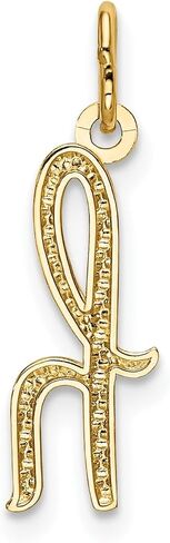 شؤون المجوهرات 14 كيلو أصفر الذهب النصي سحر الحرف الأولي قلادة ، 14x10mm in Saudi Arabia