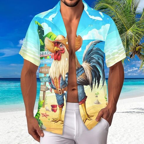 Huglazy 4th Of July Wound Funny Hawaiian Shirt for Men Short Sleeve Button Button Down Terts Party Stails in Kuwait