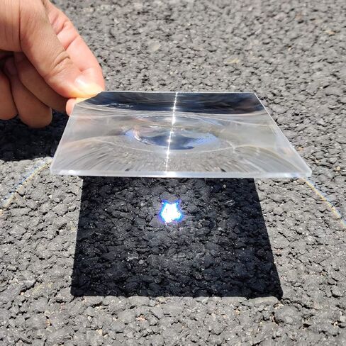 Fresnel Lens, 100x100mm, Focal Length 100mm, Acrylic (not Glass), 3X Magnifying, Solar Death ray for Physics Classroom, Solar Heating, Fire Starter, Small Magnifier, DIY Optical Viewing Lens in Kuwait