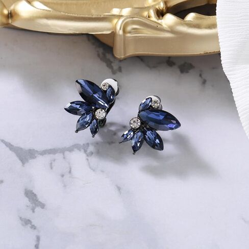 BriLove Gorgeous Stunning Rhinestone Marquise Clip-on Earrings for Women Wedding Bridal Party Prom Accessories in Saudi Arabia