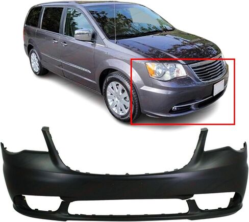 FitParts متوافق مع غطاء المصد الأمامي 2011-2016 Chrysler Town & Country LX Li Limited Premium S Touring. جديد مستعد مع ثقوب الضوء الضباب. CH1000990 68088967AA 2013 2013 2014 in Saudi Arabia