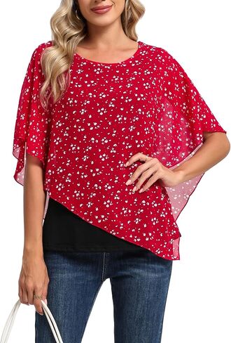 Moqivgi Womens Scoop Neck Flowy Shirt العصرية العارضة العاطفة العشو in Saudi Arabia