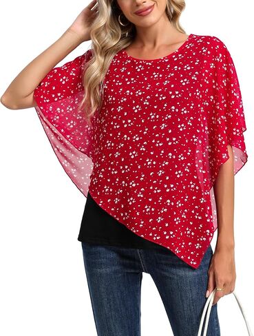 Moqivgi Womens Scoop Neck Flowy Shirt العصرية العارضة العاطفة العشو in Saudi Arabia