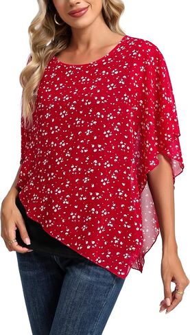 Moqivgi Womens Scoop Neck Flowy Shirt العصرية العارضة العاطفة العشو in Saudi Arabia