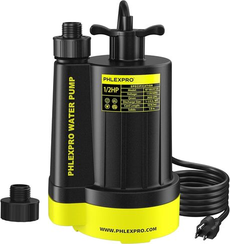 1/2HP Sump Pump Submersible, 2650 GPH High Flow Utility Water Pump, Efficiently Water Removal for Basement, Garden, Swimming Pool, Hot Tubs, Flooded House (RyobiGreen) in Kuwait