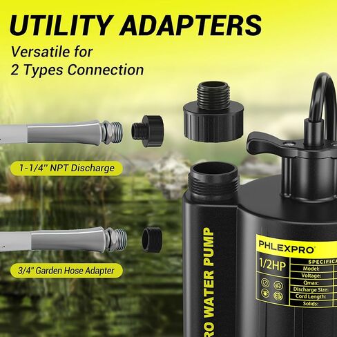 1/2HP Sump Pump Submersible, 2650 GPH High Flow Utility Water Pump, Efficiently Water Removal for Basement, Garden, Swimming Pool, Hot Tubs, Flooded House (RyobiGreen) in Kuwait