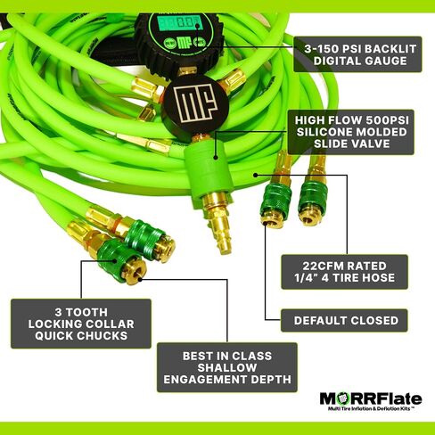 Quad 4 Tire Inflation Deflation System | Fits Up to 125" Wheelbase | Includes Manifold, Digital Gauge, and Storage Bag (Hose Kit Only, Does not Include Compressor) in Saudi Arabia