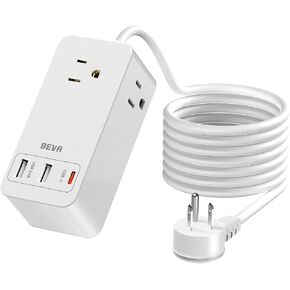 أساسيات الرحلات البحرية، شريط طاقة مدمج مع 3 منافذ متباعدة على نطاق واسع و3 منافذ USB (1 USB C)، محطة شحن محمولة بسلك تمديد بطول 5 أقدام، عالمية لسفينة الرحلات البحرية والسفر والمنزل والمكتب والنوم، مدرجة في قائمة ETL in Kuwait