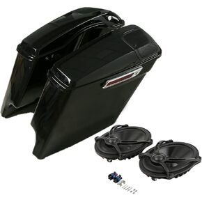 TCT-MOTORPARTS 5'' Stretched Saddlebag w/6x9 Speaker Lid Cutouts Fit For Harley 2014-2023 Touring Models FLT, FLHT, FLHTCU, FLHRC, Road King, Road Glide, Street Glide, Electra Glide Vivid Black in Saudi Arabia