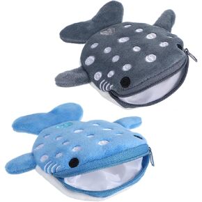 2PCS Whaleshark Keychain Kawaii Whaleshark Coin Purse Plush Coin Pouch Little Whale Wallet Cute Plush Change Purse with Zipper Keychain Small Embroidered Fish Sea Animal Change Purses(Blue Gray) in Saudi Arabia